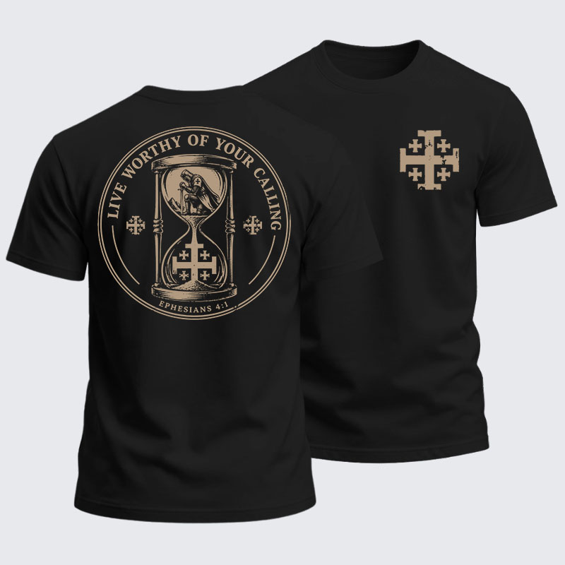 Heavyweight Cotton Tee - Live Worthy of Your Calling
