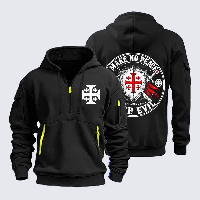 Zipper Hoodies - Make No Peace with Evil Knight Templar Jerusalem Cross