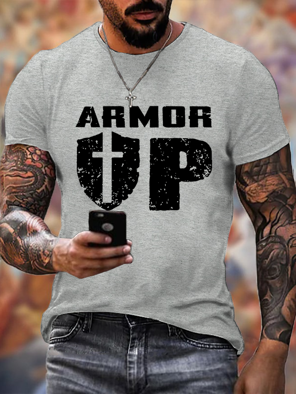 Armor Up  Cross  Jesus God Christian Cotton T-Shirt