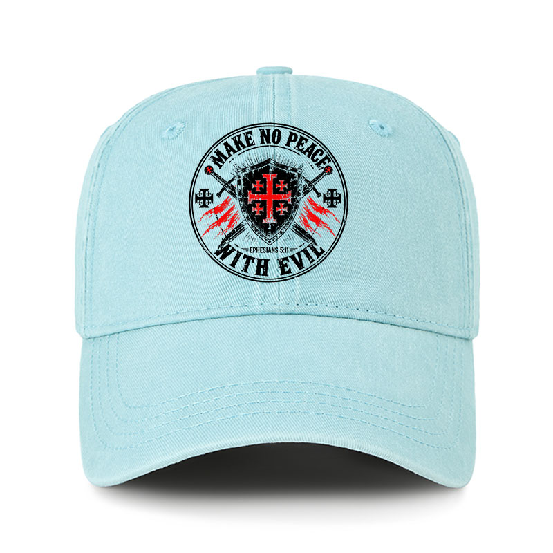 Heritage Washed Cap - Make No Peace with Evil Knight Templar Jerusalem Cross
