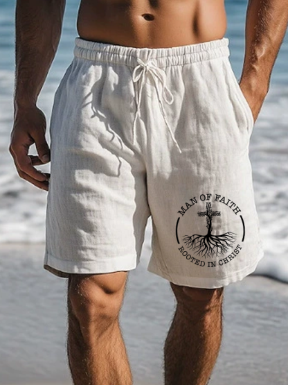 Man of Faith Rooted in Christ Christian Beach Shorts