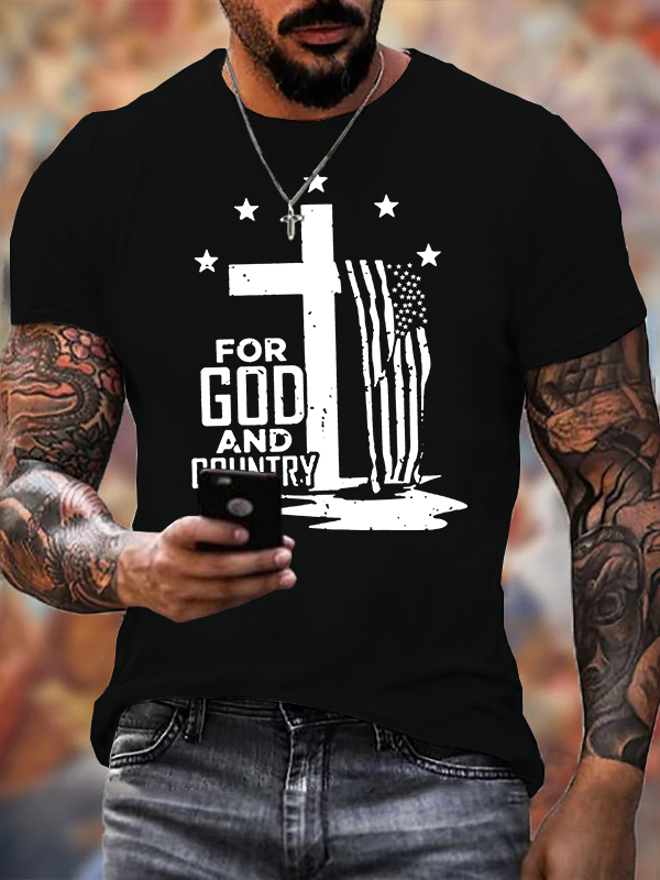Man Of God Husband Dad Jesus God Christian Cotton T-Shirt