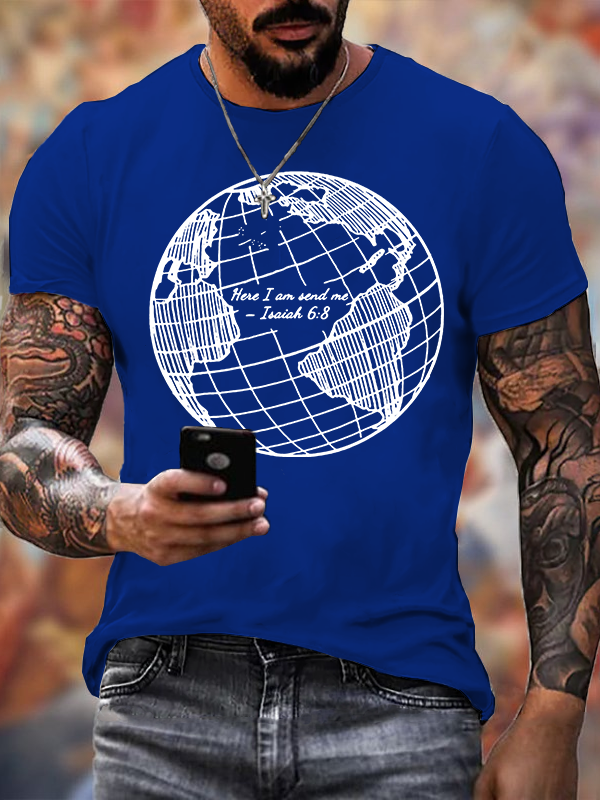 Here I Am Send Me Isaiah 6 ：8 Jesus God Christian Cotton T-Shirt