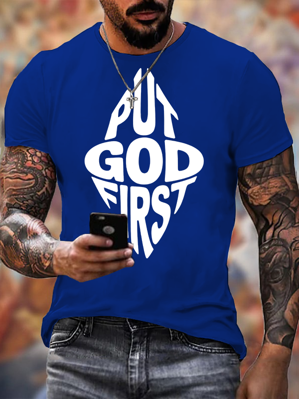 Put God First  Jesus God Christian Cotton T-Shirt