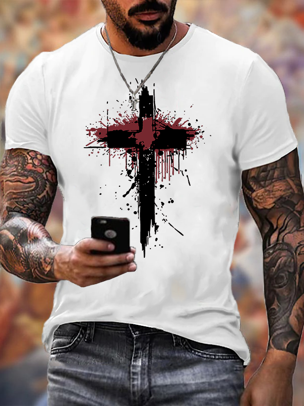 Sacred Cross Jesus God Christian Cotton T-Shirt