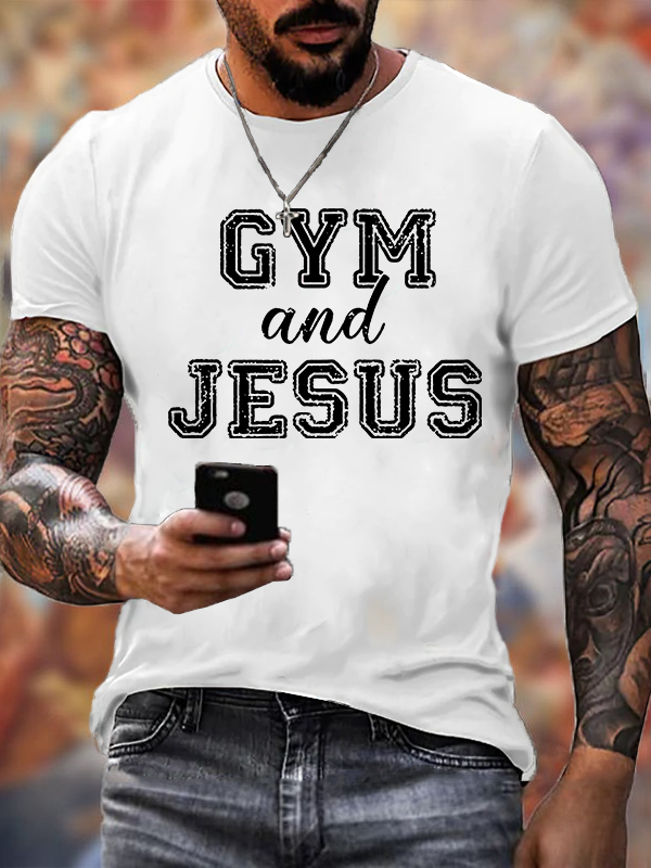 Gym and Jesus Jesus God Christian Cotton T-Shirt