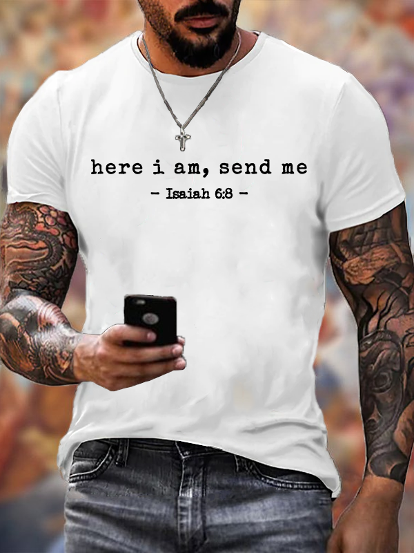 Here I Am Send Me Jesus God Christian Cotton T-Shirt
