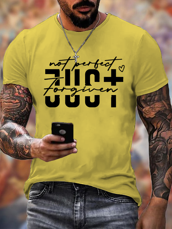 Not Perfect Just Forgiven  Jesus God Christian Cotton T-Shirt