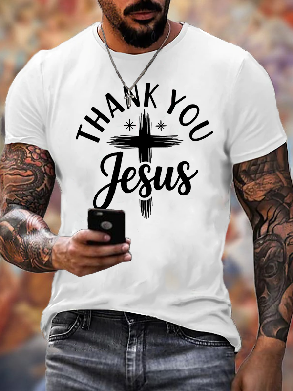 Thank you Jesus faith  Jesus God Christian Cotton T-Shirt
