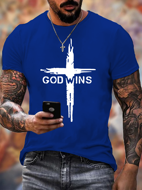 God Wins  Jesus God Christian Cotton T-Shirt
