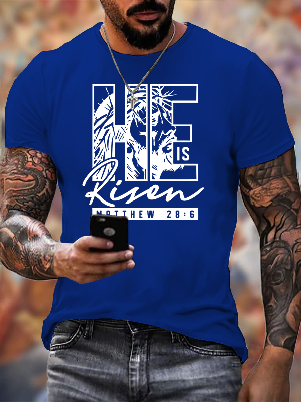 He Is Risen Jesus God Christian Cotton T-Shirt