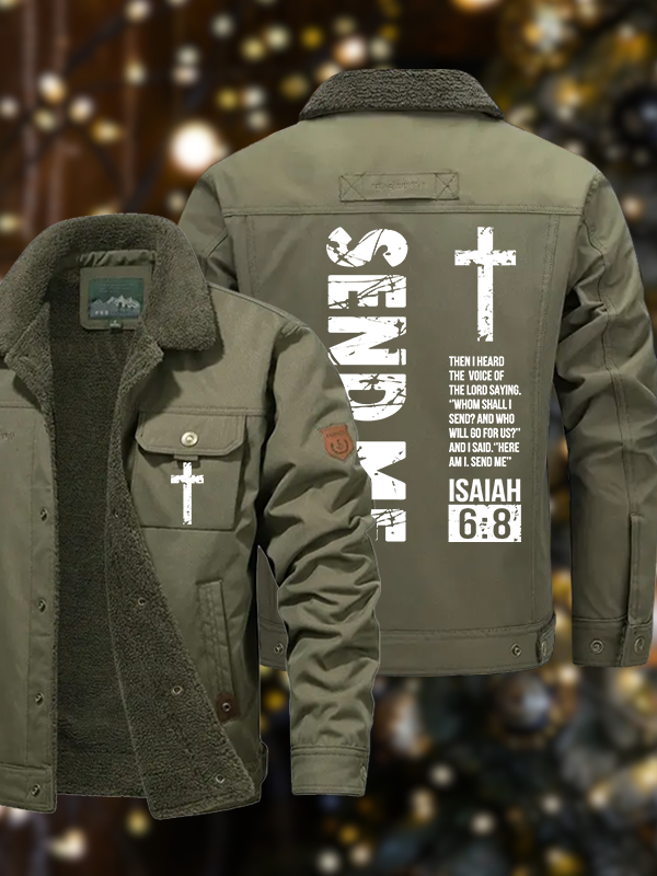 Men's Send Me Isaiah 6:8 Casual Fleece-Lined Jacket
