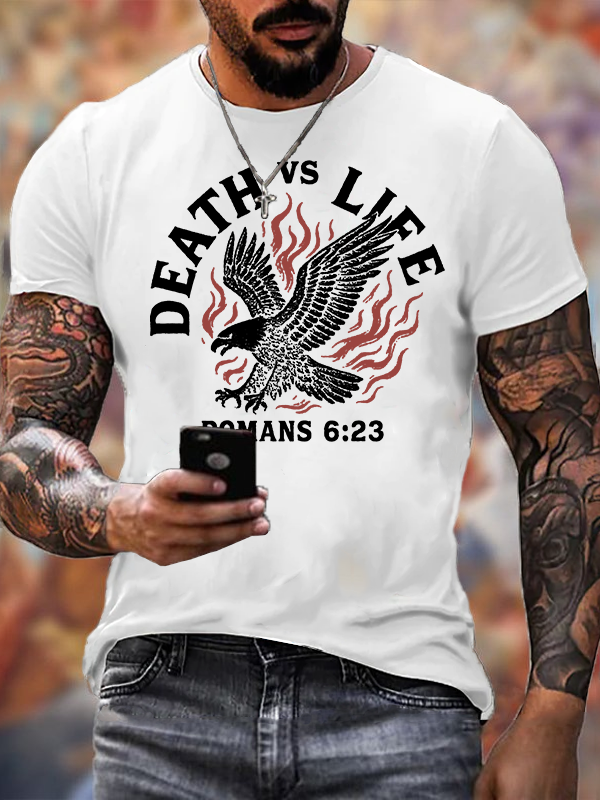 Death Vs Life Jesus God Christian Cotton T-Shirt