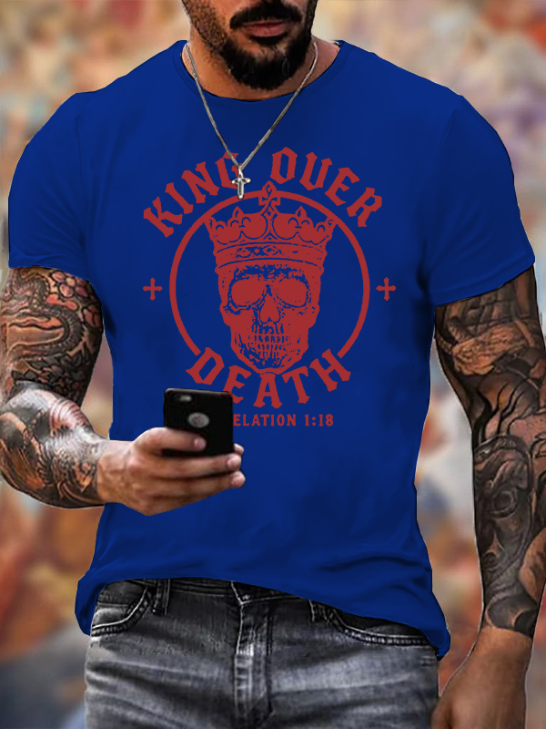 King Over Death Jesus God Christian Cotton T-Shirt