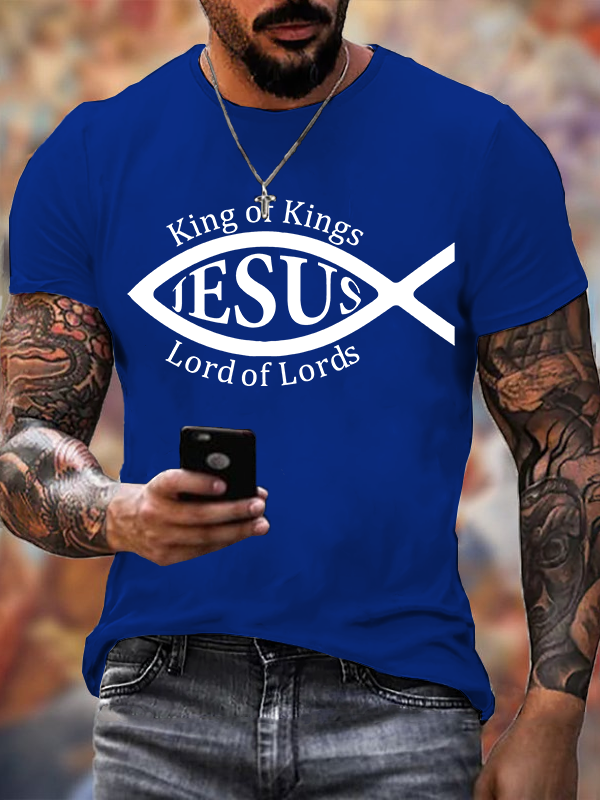 King of Kings Jesus is Lord of Lords Jesus God Christian Cotton T-Shirt
