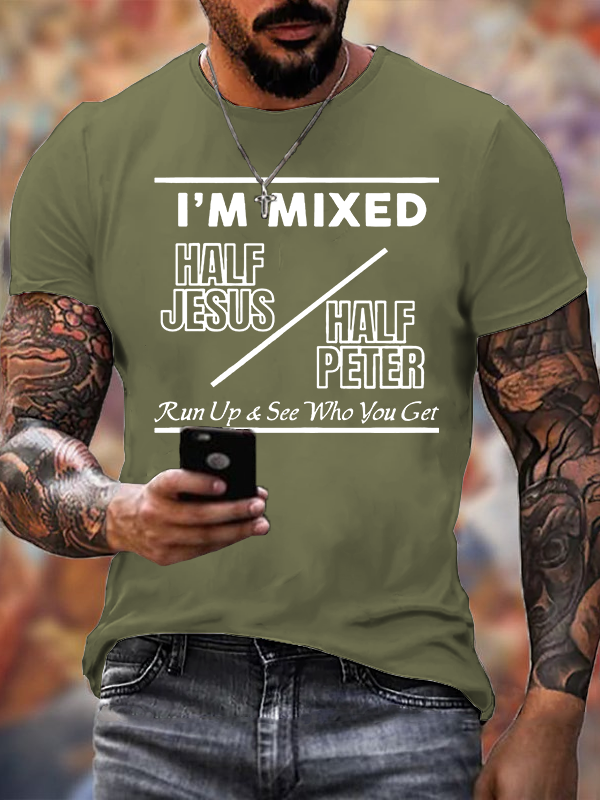 Man Of God Husband Dad Jesus God Christian Cotton T-Shirt
