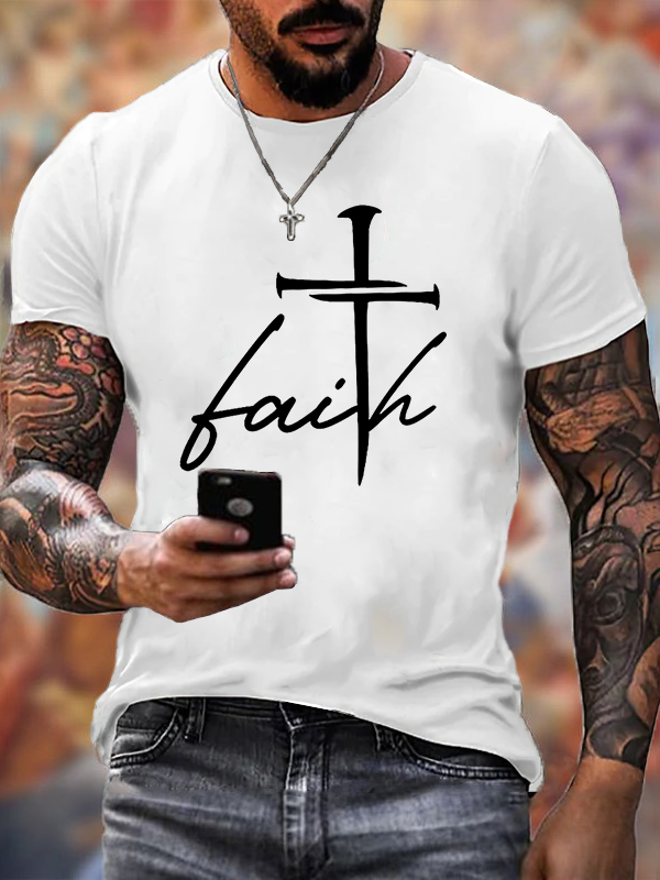 Faith Cross Jesus God Christian Cotton T-Shirt