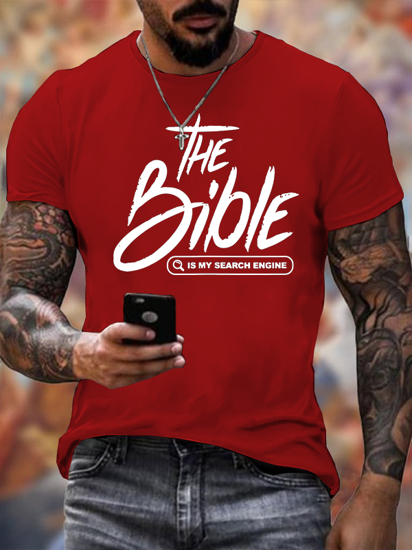 Bible Is My Search Engine Jesus God Christian Cotton T-Shirt