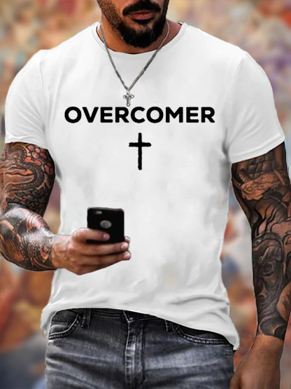 Overcomer Jesus God Christian Cotton T-Shirt