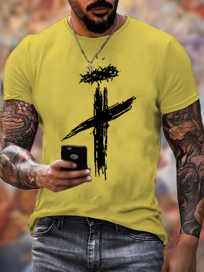 Faith Crown of Thorns Cross Jesus God Christian Cotton T-Shirt