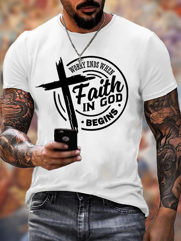 Faith Printed Jesus God Christian Cotton T-Shirt