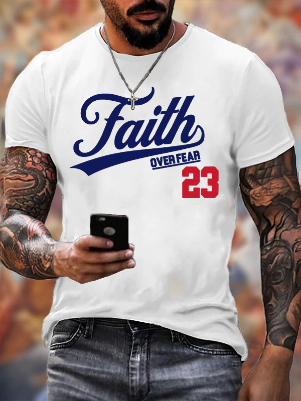 Faith Over Fear Jesus God Christian Cotton T-Shirt