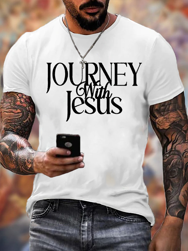 Journey With Jesus Jesus God Christian Cotton T-Shirt