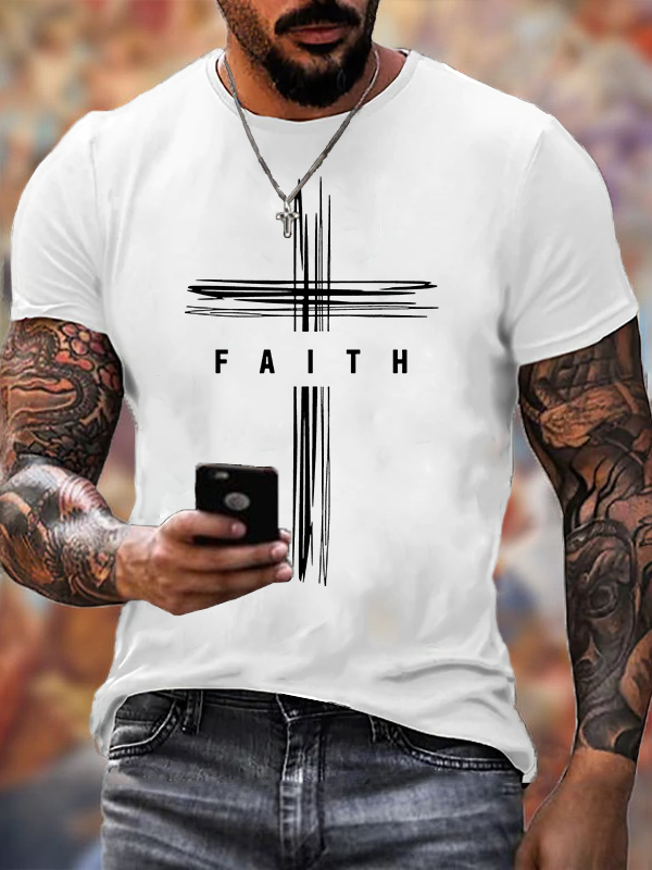 Faith Cross  Jesus God Christian Cotton T-Shirt