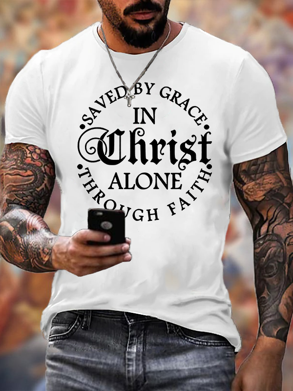Saved By Grace  Jesus God Christian Cotton T-Shirt
