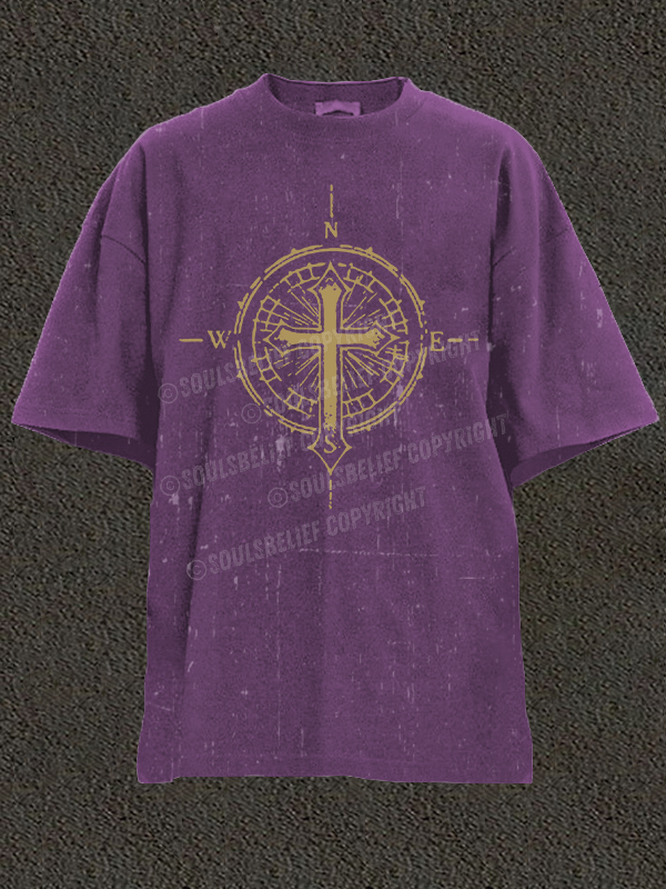 Cross Compass Christian Washed T-Shirt