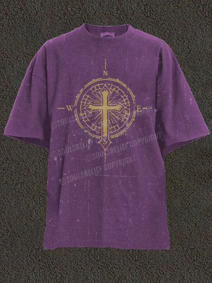 Cross Compass Christian Washed T-Shirt