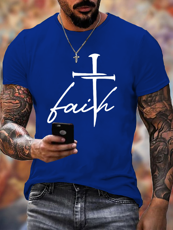 Faith Cross Jesus God Christian Cotton T-Shirt