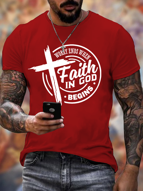 Faith Printed Jesus God Christian Cotton T-Shirt