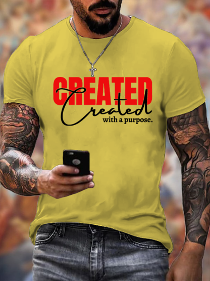 [Created With A Purpose Jesus God Christian Cotton T-Shirt
