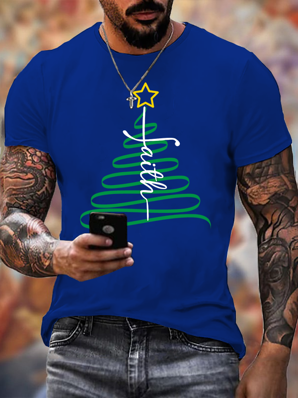 Christmas Cross Jesus God Christian Cotton T-Shirt