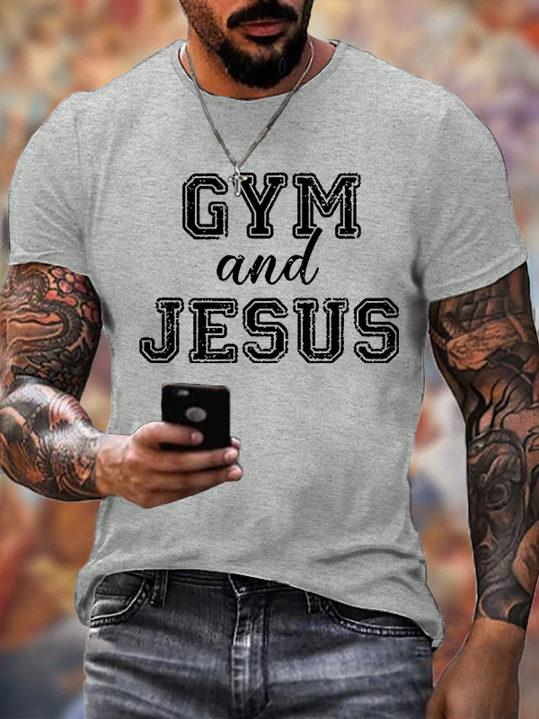 Gym and Jesus Jesus God Christian Cotton T-Shirt