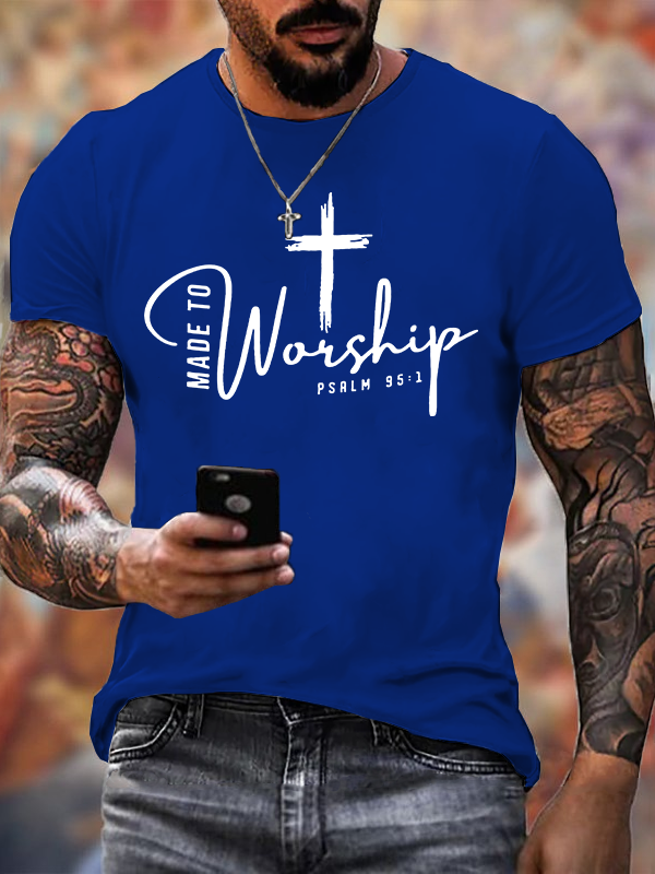Made To Worship Psalm 95:1 Jesus God Christian Cotton T-Shirt