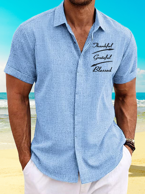 Thankful Grateful Blessed Jesus God Christian Short Sleeve Shirt