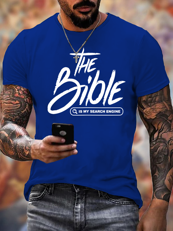 Bible Is My Search Engine Jesus God Christian Cotton T-Shirt