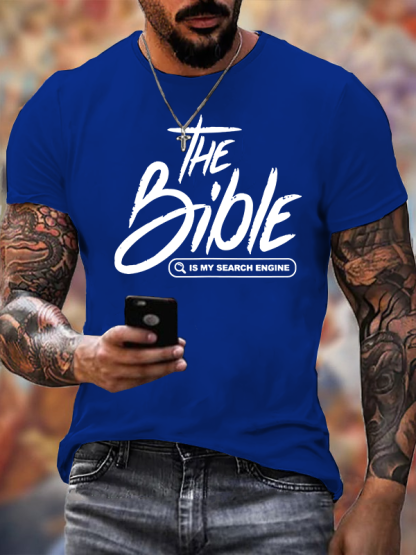 Bible Is My Search Engine Jesus God Christian Cotton T-Shirt