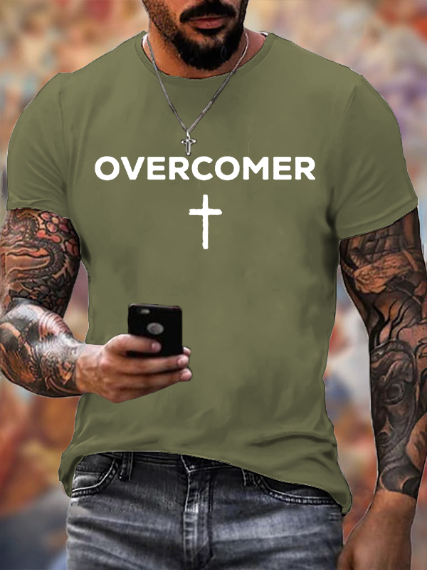 Overcomer Jesus God Christian Cotton T-Shirt