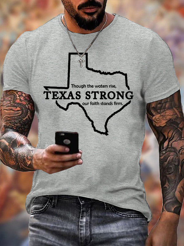 Texas Strong Jesus God Christian Cotton T-Shirt