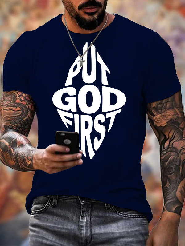 Put God First  Jesus God Christian Cotton T-Shirt