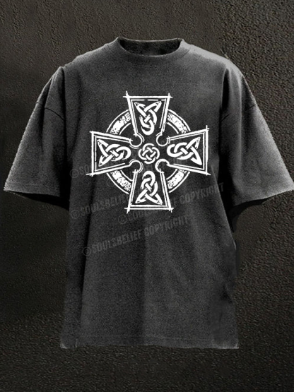 Celtic Cross Christian Washed T-Shirt