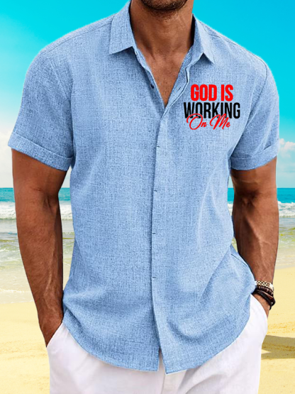 God Is Working On Me Jesus God Christian Short Sleeve Shirt