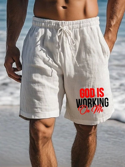 God Is Working On Me  Christian Beach Shorts