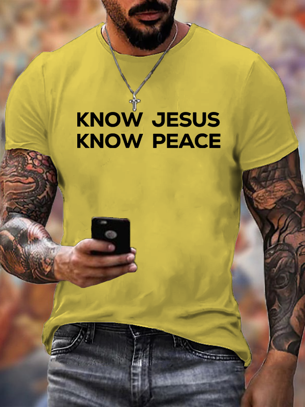Know Jesus Know Peace Jesus God Christian Cotton T-Shirt