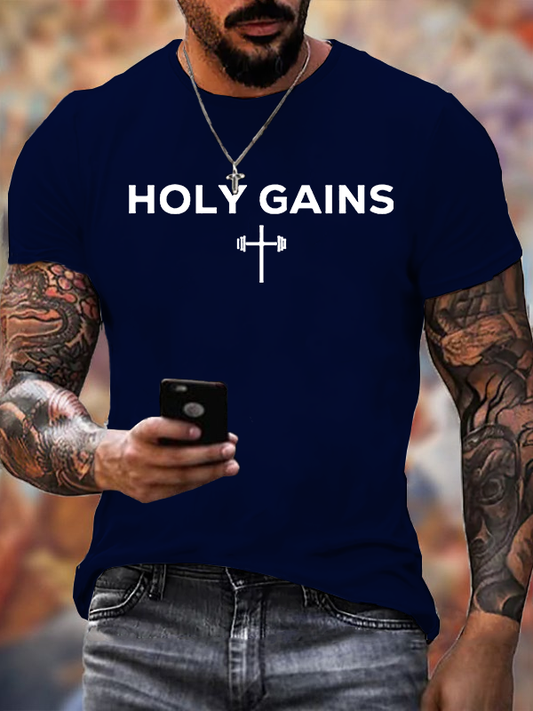 Holy Gains Jesus God Christian Cotton T-Shirt