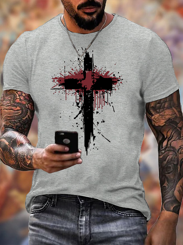Sacred Cross Jesus God Christian Cotton T-Shirt