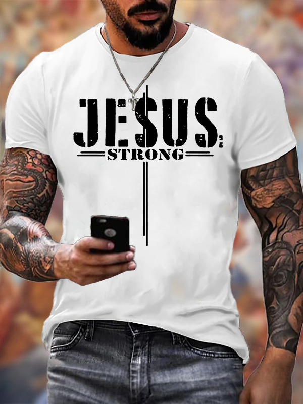 Jesus Strong Jesus God Christian Cotton T-Shirt